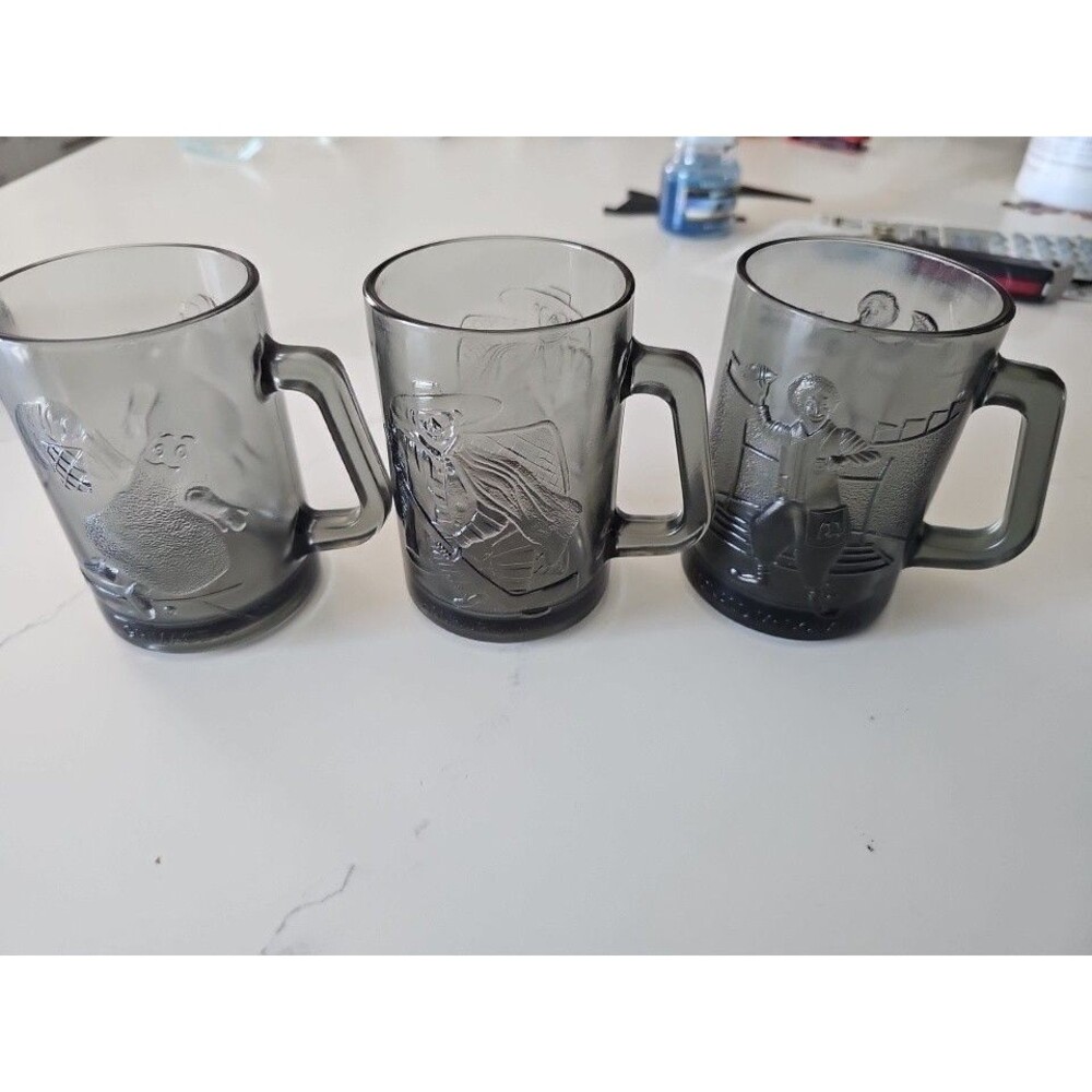 Set of 3 Vintage 1970's McDonalds Sports Smoked Glass Mugs